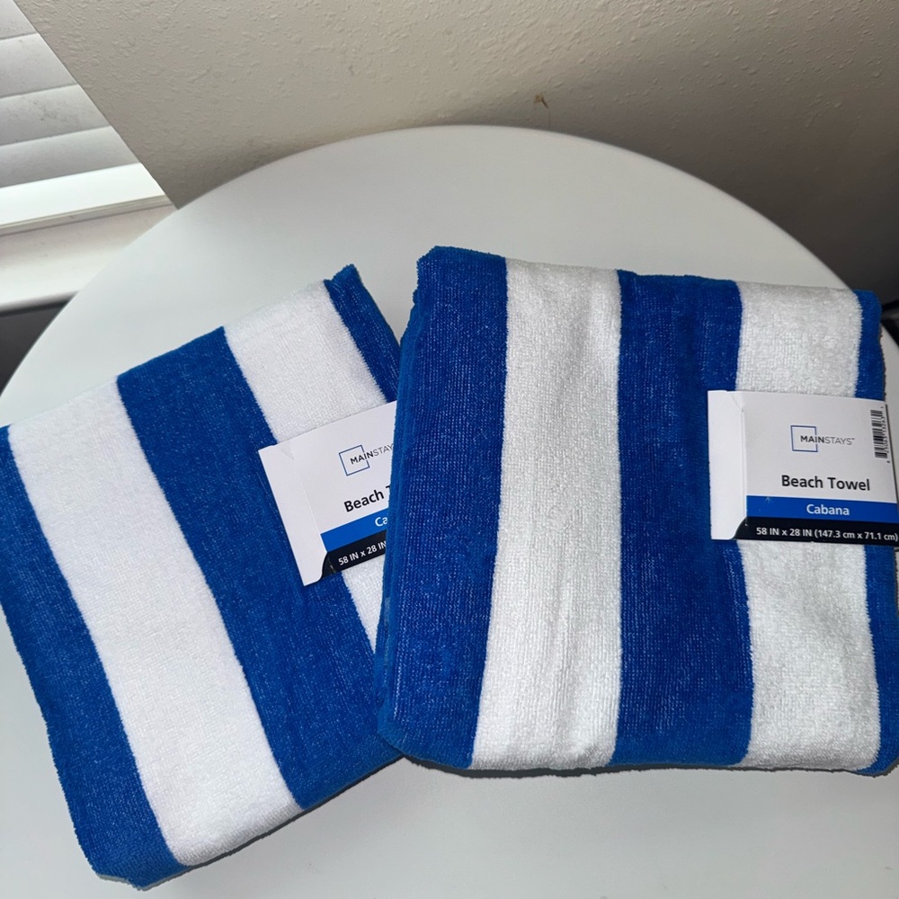 Mainstays Blue and White Cabana Beach Towel
